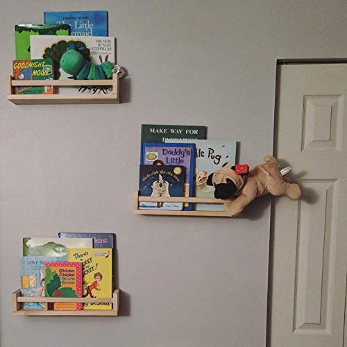 Wood Wall Mount Nursery Bookshelf, 2 Pack Floating Book Shelves Photos