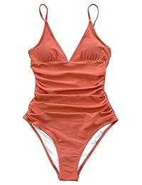 CUPSHE Traje de baño de una pieza con cuello en V y espalda baja para dama