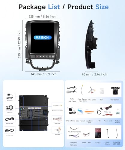 【8 Cœur 6+128G】 pour Opel Astra J/Buick Excelle 2009-2015 Autoradio avec CarPlay sans Fil Android Auto, Ecran Tactile IPS 9.7 Pouces avec FM/RDS, GPS, Bluetooth 5.0, Unterstützt 360° Panoramakameras