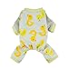 Fitwarm Duck Dog Pajamas, Cute Dog Clothes for Small Dogs Boy Girl, Pet Onesie Clothing, 100% Breathable Cotton, Yellow, Large