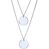 Vanbelle Sterling Silver Jewelry Rhodium Plated with 925 Stamp - Double-Row Disc Pendant Necklace for Women - 16" long + 2" Extender