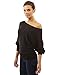 PattyBoutik Women On Off One Shoulder Semi-Sheer Sweater (Black Medium)