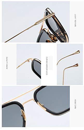 Vintage Aviator Square Sunglasses for Men Women Silver Frame Glasses Retro Brand Designer Classic Tony Stark Glaases