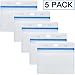 AMUU Horizontal Waterproof ID Badge Holder Heavy Duty PVC Card Name Tag Badge Holders with Blue Tight Zipper,one Side Clear Plastic Another Side Abrasive Antiskid Multiple Cards Pack of 5