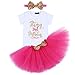 IBTOM CASTLE Baby Girl It's My 1st/2nd Birthday Cake Smash 3Pcs Shinny Sequin Bow Romper+Tutu Skirt+Headband+Leg Warmer Outfit Hot Pink(2 Years)(3pcs) One Size