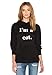 Summerwhisper Women's Cute Print Cat Ear Hoody Sweatshirt Pullover Black Medium