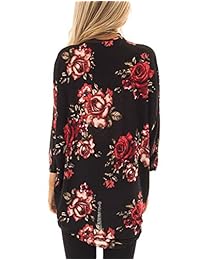ChainJoy - Kimono de manga 3 4 para mujer, de algodón, con estampado floral