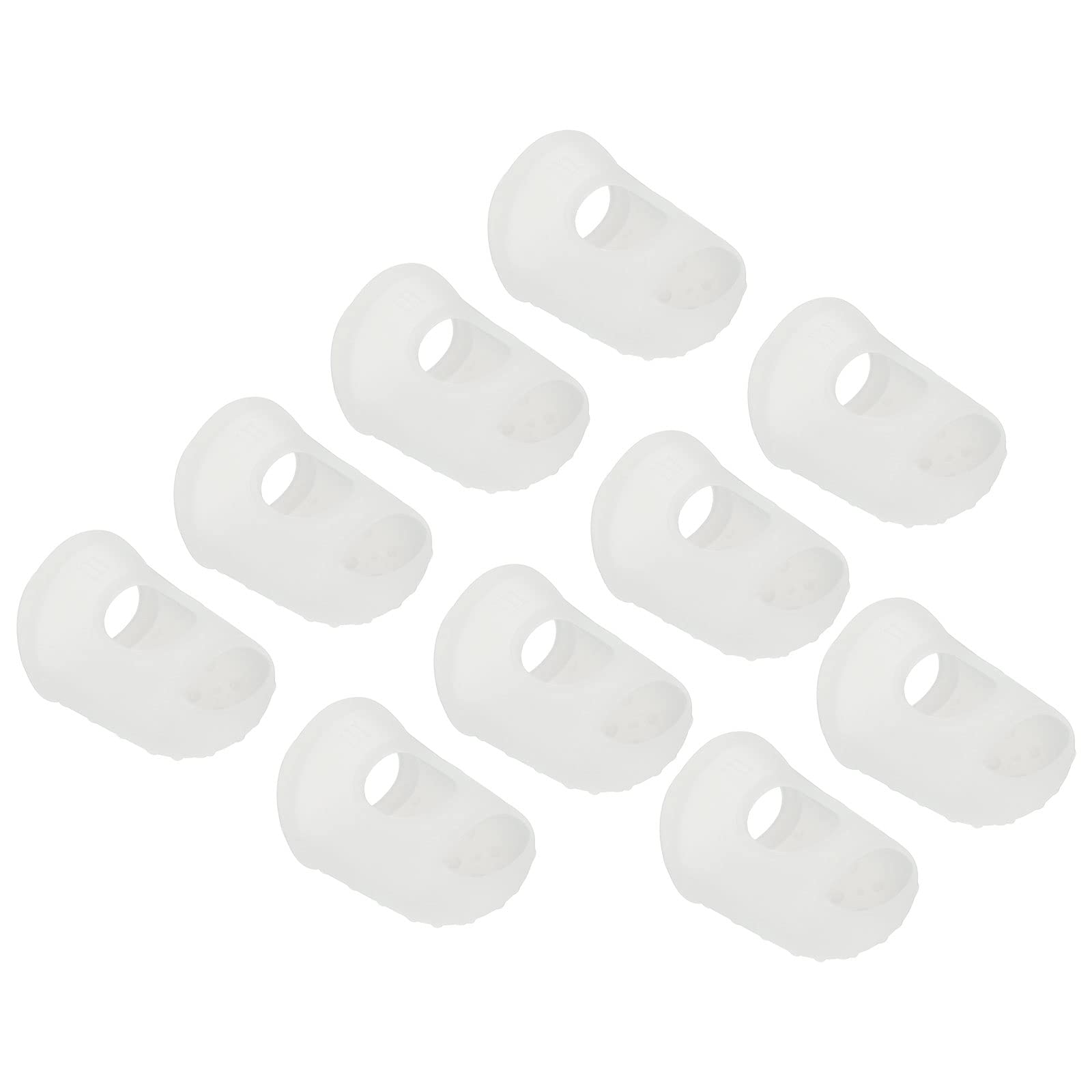 PATIKIL Finger Tips Anti Slip Fingertip Protector, 10 Pack 29mm Silicone Finger Guard for Paper Sorting Sewing Guitar Playing, Transparent L Size
