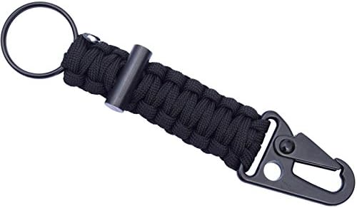 Paracord Survival Keychain with Fire Starter by Harsh Duty โ Military Grade Type III 7 Strand 550 Lb Paracord โ Premium Best Quality Outdoor Gear โ Ultralight Backpacking & Adventure Camping (Black)