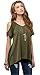 Urban CoCo Women's Vogue Shoulder Off Wide Hem Design Top Shirt - Medium - Army Green