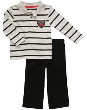 Baby Boys' Mommy's Rock Star Long Sleeve Polo Pant Set