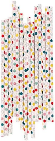 Silbans International 6MM Paper Straws for Birthdays, Party's, Mocktails and Cocktails (Smiley's)