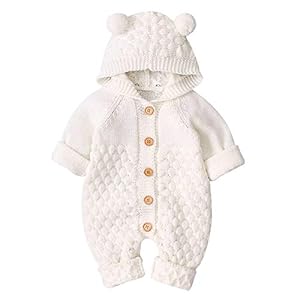 puseky Babymeisje Romperjumpsuit met capuchon eendelige bodysuit bovenkleding, beige, 6-12 Maanden