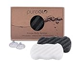 All Natural Konjac Sponge 2 Pack – pureGLO Large Bath & Shower Exfoliating Scrub Set - Disposable Facial Cleansing Charcoal and Original Sponges for Men, Women, Kids and Babies