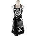 Surblue Kitchen Aprons for Women with 2 Pockets Vintage Ruffle Floral Apron, Adjustable Extra-Long Tie,Organic Cotton Printing, Black