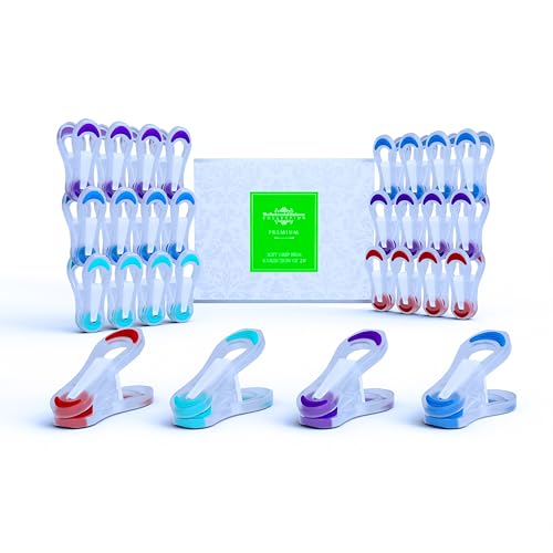 Clothes Pegs for Washing Line, Soft Grip, No Metal, No Rust, Springless Laundry Pegs for Airers & Rotary Dryers, Gentle on Fabrics, Pack of 24