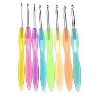 Windwinevine 8pcs 2.5-6.0mm Crochet Hooks Acrylic Handle Yarn Craft Kit Knitting Needles for Women Mom DIY Sewing Tools