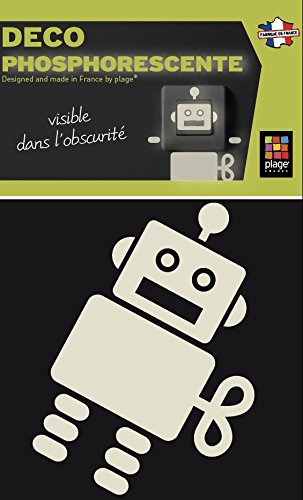 PLAGE 152028 Glow in the Dark Stickers ? Robot (1 Sheet 10 x 10 cm), Vinyl, White, 10x10cm