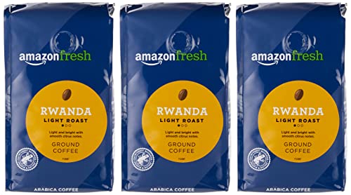 AMAZON FRESH, RWANDA GROUND COFFEE, LIGHT ROAST, 12 OUNCE (PACK OF 3)