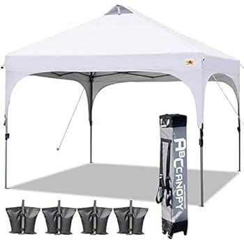 ABCCANOPY Canopy Tent 10x10 Pop Up Canopy Outdoor Canopies Portable Tent Popup Beach Canopy Shade Canopy Tent with Wheeled Carry Bag Bonus 4 Weight Bags, 4 x Ropes& 4 x Stakes