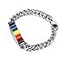 VNOX Jewelry Stainless Steel Rainbow Rubber Gay & Lesbian Pride Bracelet,Width 10mm,8