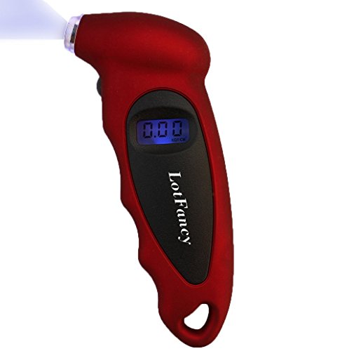 Click Here to See More Images LotFancy Portable Digital Tire Pressure Gauge with LED Light Backlight for Cars, Trucks, Motorcycles & Bicycles, 100PSI