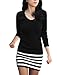 Allegra K Ladies Scoop Neck Stripe Pattern Straight Cut Wrap Back Dress S Black