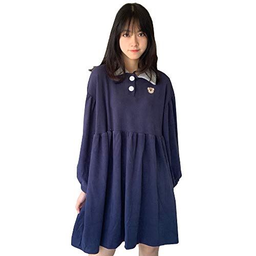 Packitcute-Ragazze-Ragazze-Carino-Vestito-Manica-Lunga-Lolita-Casual-Plus-Size-Comodi-A-Line-Abiti