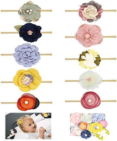 Baby Girl Headbands Bows flowers,10 Pack Hair Accessories for Newborn Infant Toddler Gift by FANCY CLOUDS
