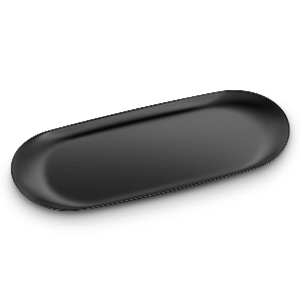ecooe Stainless Steel Storage Tray, Extra Large Oval Cosmetic Tray, 23 x 9.5 cm, Black Decorative Tray for Jewelry, Cosmetics, Towels, Candles and Desserts (1 Piece)