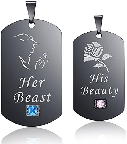 Thintom Couples Necklaces His & Hers Matching Set Titanium Stainless Steel Couple Pendant Necklace in a Gift Box