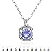 Simulated Birthstone Necklace Halo Lab Simulated Diamond Square Pendant Jewelrys for Women Love Necklace