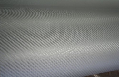 3D Silver Carbon Fiber Film Twill Weave Vinyl Sheet Roll Wrap - 24" x 60"