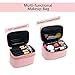 Relavel Makeup Bag 2 Layer Large Capacity Cosmetic Makeup Brush Organizer With Belt Strap Holder Multifunctional Bag for Travel Home (Pink)