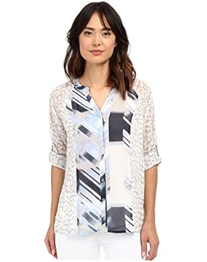 Calvin Klein Womens Chiffon Mixed Print Blouse