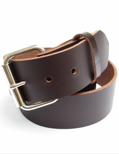 Mens Heavy Brown Leather Belt 1 3/4