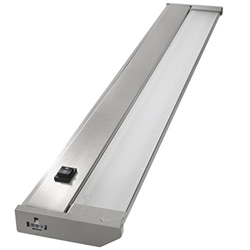 120V Dimmable LED Under Cabinet Metal Light Bar – AQUC (24″, Satin Nickel)