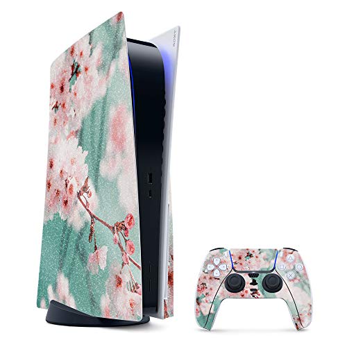 MightySkins Glossy Glitter Skin Compatible with PS5 / PlayStation 5 Bundle - Japanese Blossom | Protective, Durable High-Gloss Glitter Finish | Easy to Apply and Change Styles | Made in The USA