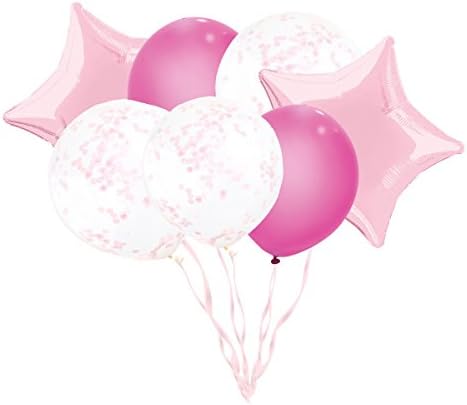 Lovely Pink Confetti Clear Latex Balloons (30cm) Pack of 6 - Transparent Premium Latex, Perfect for Parties & Celebrations - Image 4