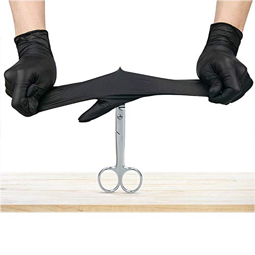 NOSAME Disposable Nitrile Gloves-5 mil Thick,Latex Free,Powder Free,Textured,Black,Large,Non-sterile,Exam,Cleaning Professional Grade for Automotive,Food Handling,BBQ,Dishwashing,Painting (Black, L)