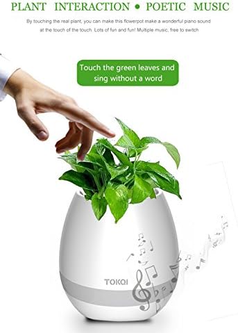 Forworld Smart Music Flower Pots [Gift Choice] Smart Bluetooth Wireless Speaker Touch Piano Music Playing Flower Pots with LED Night Light for Office Home Decor (without Plant) (White)