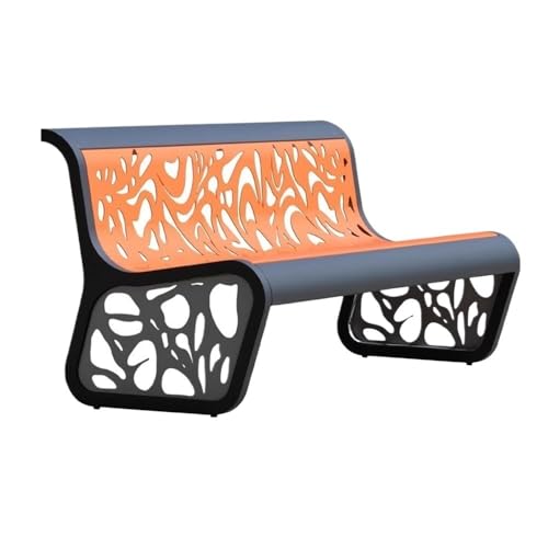 XRXwuf689 Outdoor Garden Bench Outdoor Backrest Bench, Steel Garden Chair with Openwork Pattern, for Balcony Terrace Leisure Benchs Park Bench(Medium)