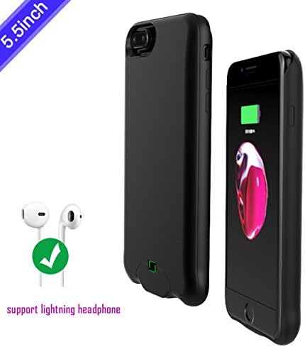 iPhone 8Plus/7Plus/6sPlus/6Plus Battery Case, 7000mAh [Support Lightning Headphone] Rechargeable Charger Case Extended Case Battery/Lightning Cable Input Mode with Sync Through Technology. …
