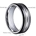 King Will Classic Mens Black 8mm Tungsten Carbide Ring Two Tone Brushed Diamond Engraved Wedding Band