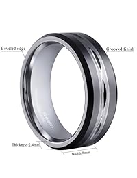 King Will - Anillo de carburo de tungsteno para hombre, 0.315 in, color negro
