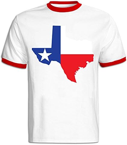 Men's Texas Map Flag Baseball Tee Shirt Red