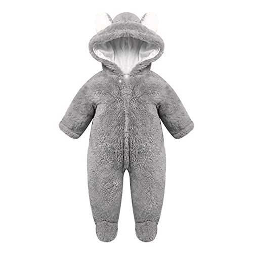 Newborn Bear Warmer Snowsuit Cotton Fleece Hooded Romper Jumpsuit