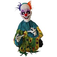 Haunted Hill Farm 2 ft. Animated Clown Scary Halloween Decoration | 4 Voice Greetings | Glowing Eyes | Touch Activated | Animated Arms | Battery-Operated | Halloween Prop | HHFJCLOWN-4LSA, Multi Haunted Hill Farm 2 ft. Animated Clown Scary Halloween Decoration | 4 Voice Greetings | Glowing Eyes | Touch Activated | Animated Arms | Battery-Operated | Halloween Prop | HHFJCLOWN-4LSA, Multi