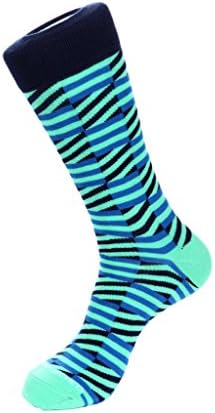 Unsimply Stitched Checkerboard StripeCrew Sock Fits Size 8 to 13 Mint/Blue