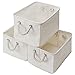 StorageWorks Storage Cube Organizer Bin with Strong Cotton Rope Handle, Storage Baskets of Waterproof Cotton Fabric,Foldable Storage Cubes, Natural, Large (Cuboid), 3-Pack